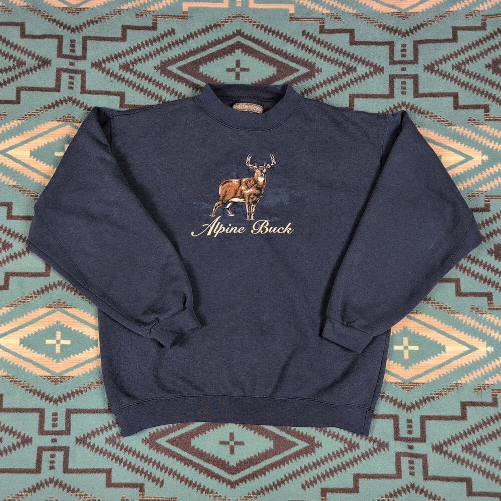 Men's Crewneck Sweater Vintage Alpine Buck Deer XL Nature Outdoor Hunting VTG